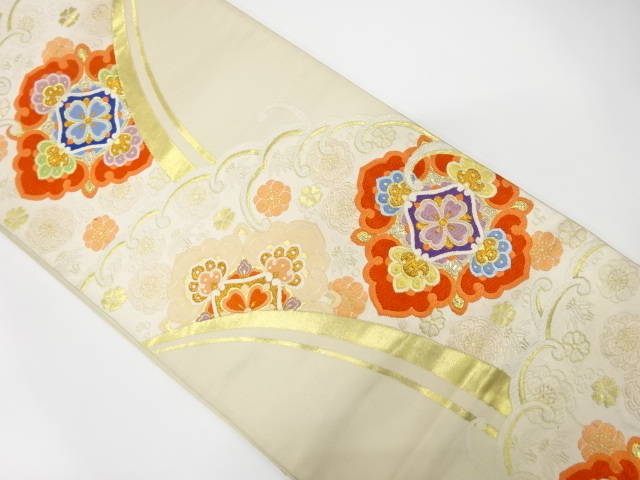 JAPANESE FUKURO OBI / WOVEN FLOWER CREST